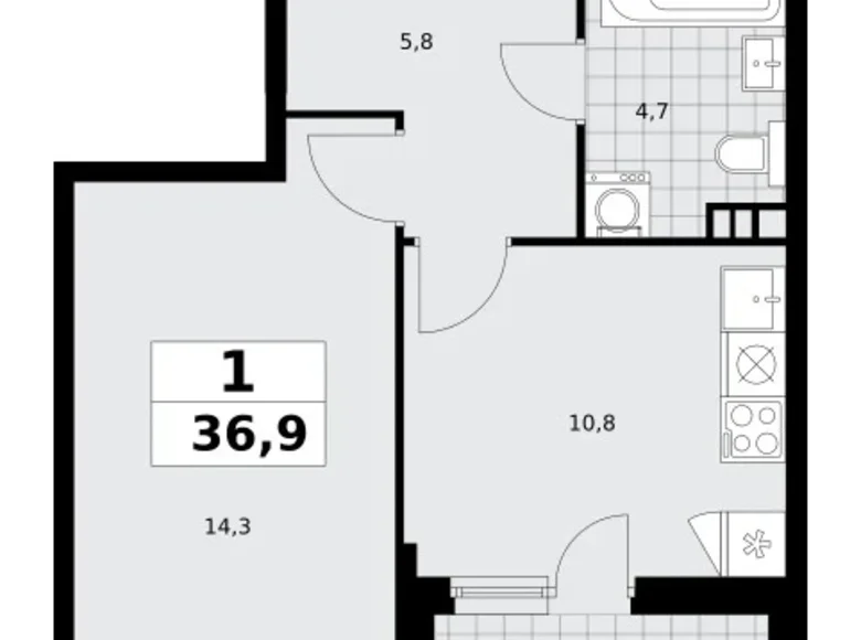 Wohnung 1 zimmer 37 m² poselenie Sosenskoe, Russland