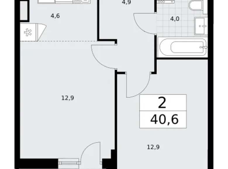 Квартира 2 комнаты 41 м² район Внуково, Россия