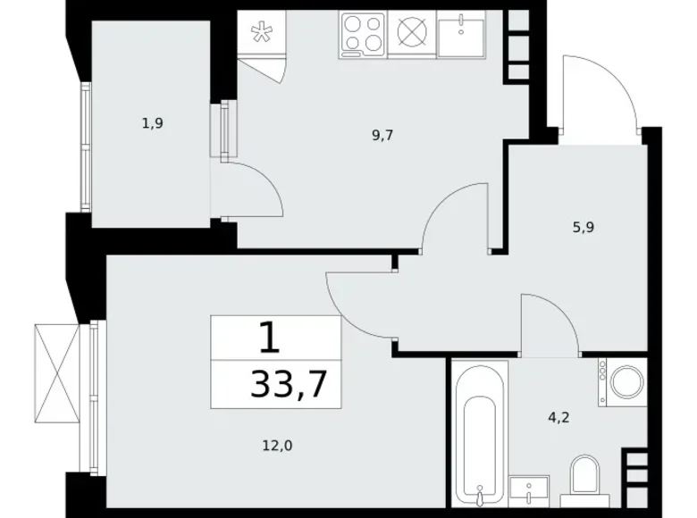 Apartamento 1 habitación 34 m² poselenie Sosenskoe, Rusia