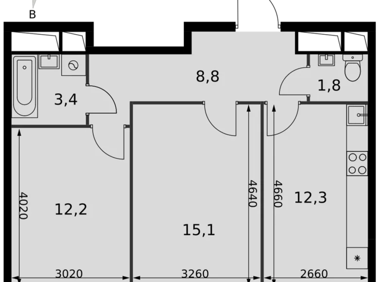 Квартира 2 комнаты 54 м² Развилка, Россия