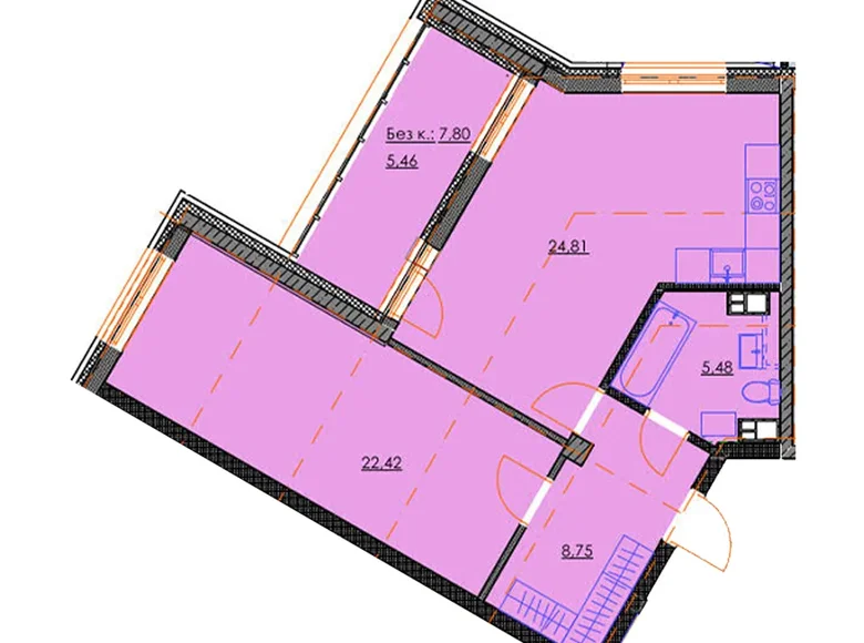 Квартира 2 комнаты 67 м² Минск, Беларусь