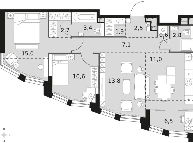 Apartamento 3 habitaciones 78 m² Moscú, Rusia