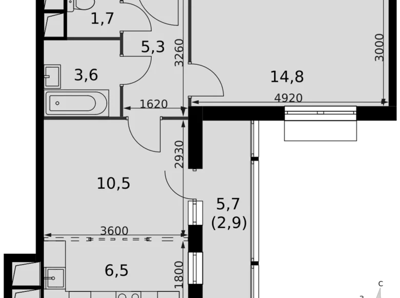 Квартира 2 комнаты 45 м² Развилка, Россия