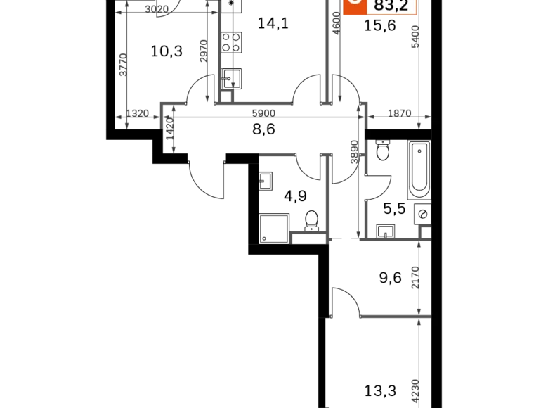 Apartamento 3 habitaciones 83 m² Moscú, Rusia