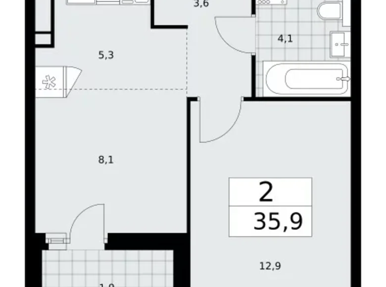 Appartement 2 chambres 36 m² Moscou, Fédération de Russie