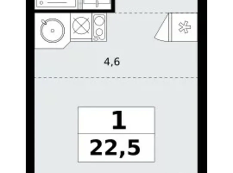 Квартира 1 комната 23 м² Москва, Россия