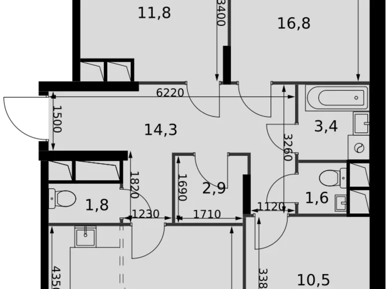 Квартира 4 комнаты 86 м² Развилка, Россия