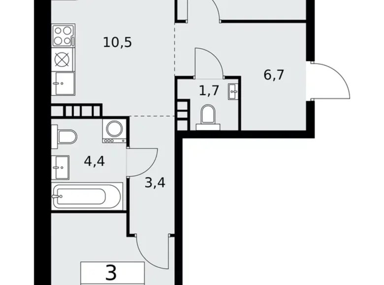 Appartement 3 chambres 60 m² poselenie Sosenskoe, Fédération de Russie