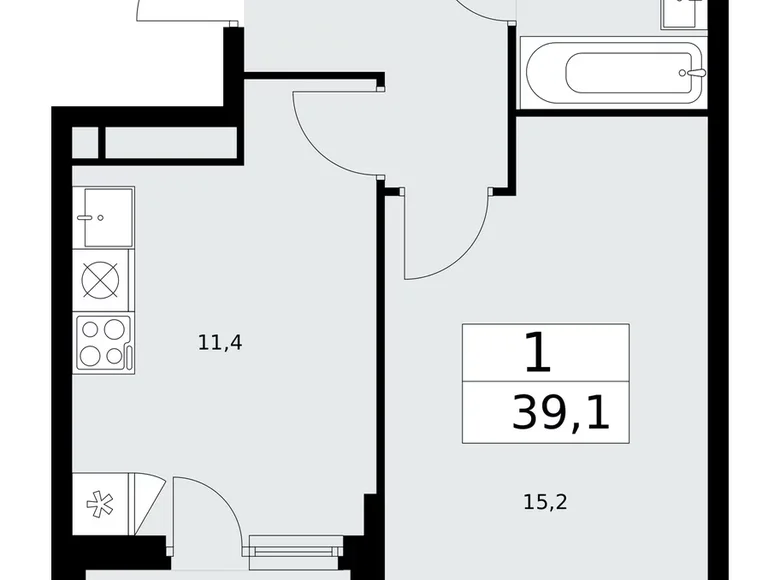 1 room apartment 39 m² poselenie Sosenskoe, Russia