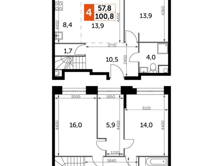 Mieszkanie 4 pokoi 101 m² North-Western Administrative Okrug, Rosja