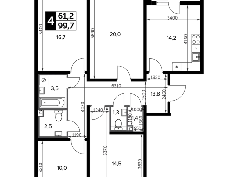 Apartamento 4 habitaciones 101 m² Leninsky District, Rusia