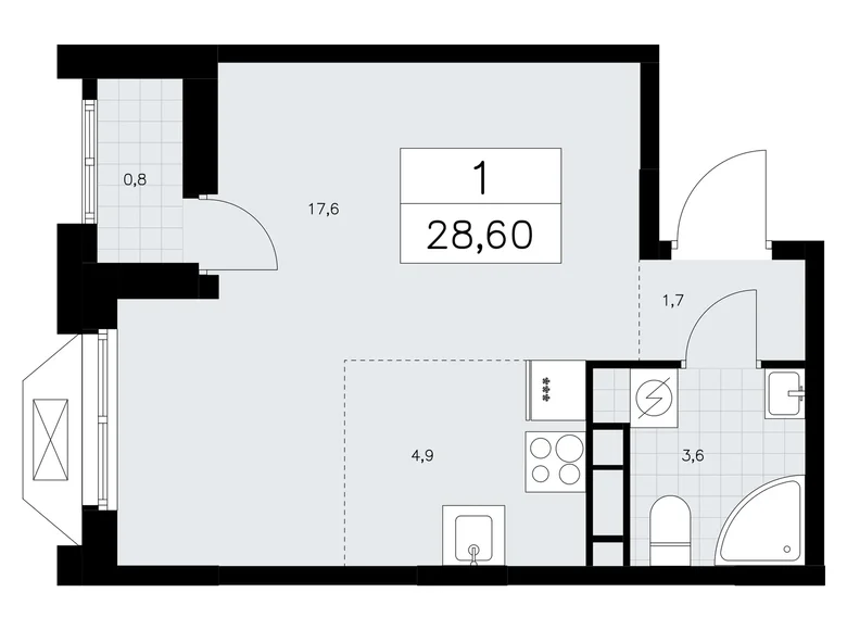 Appartement 1 chambre 29 m² poselenie Sosenskoe, Fédération de Russie