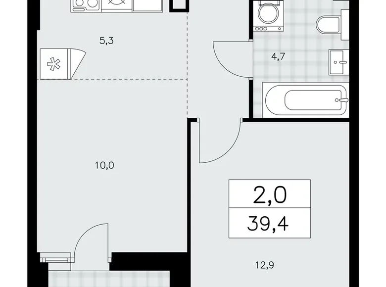 Wohnung 2 Zimmer 39 m² poselenie Sosenskoe, Russland