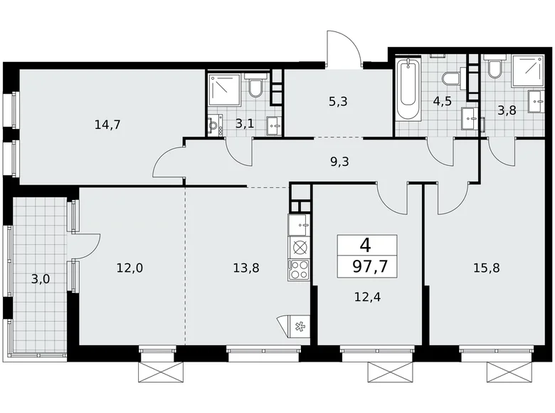 Wohnung 4 zimmer 98 m² Moskau, Russland