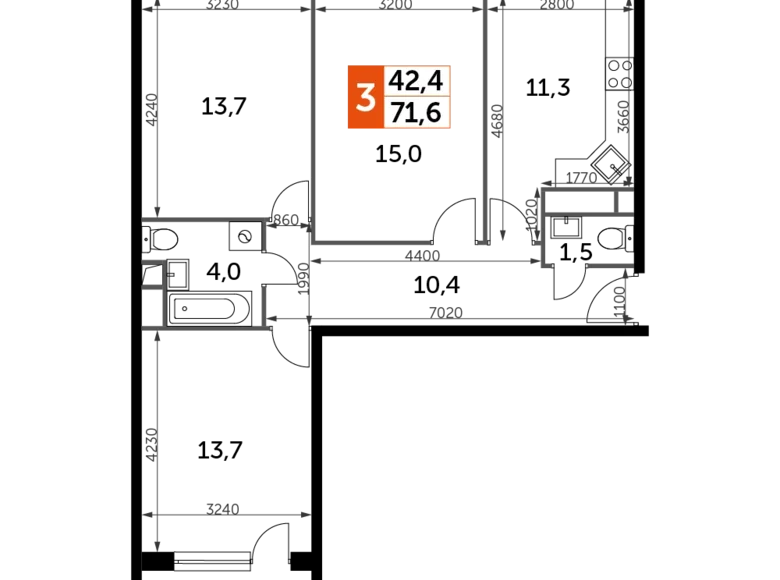 Wohnung 3 zimmer 72 m² Veshki, Russland