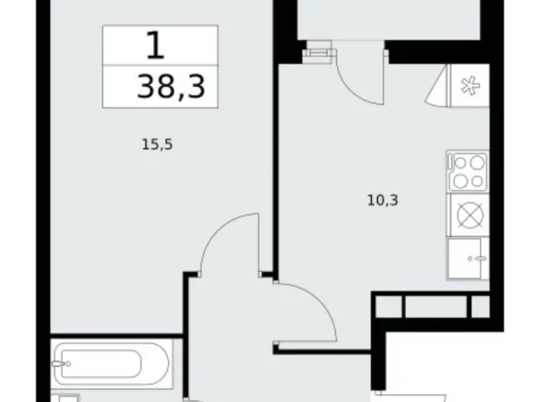 Wohnung 1 zimmer 38 m² Moskau, Russland