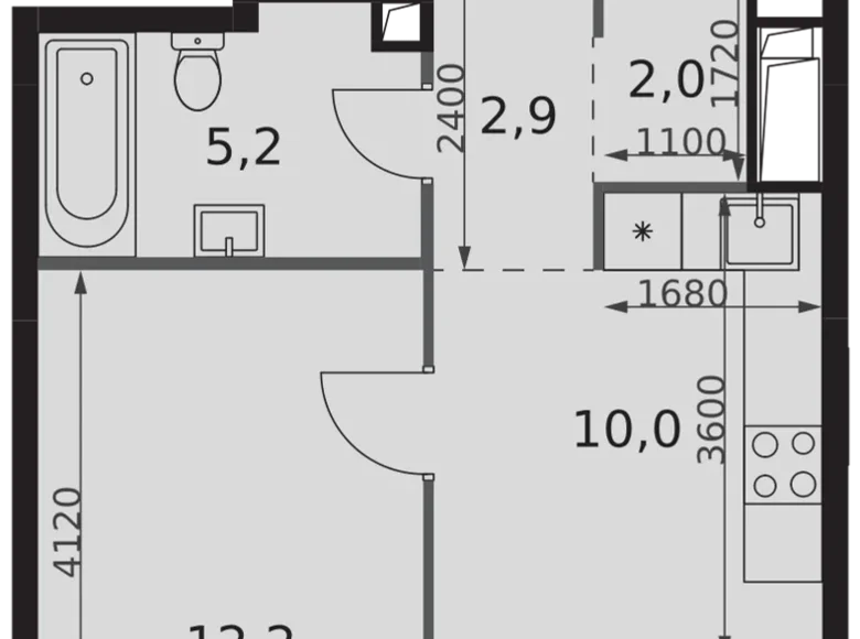 1 room apartment 35 m² Moscow, Russia