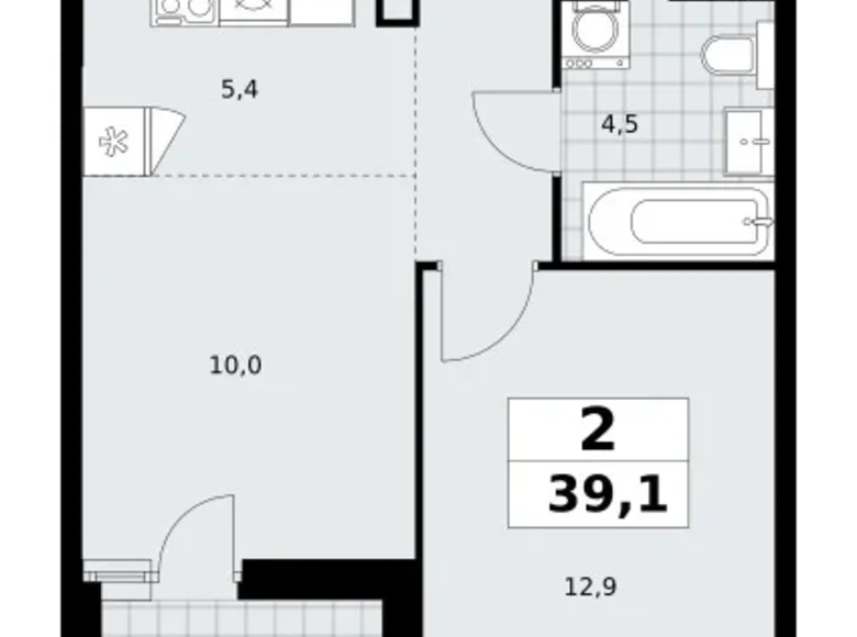 Квартира 2 комнаты 39 м² поселение Сосенское, Россия