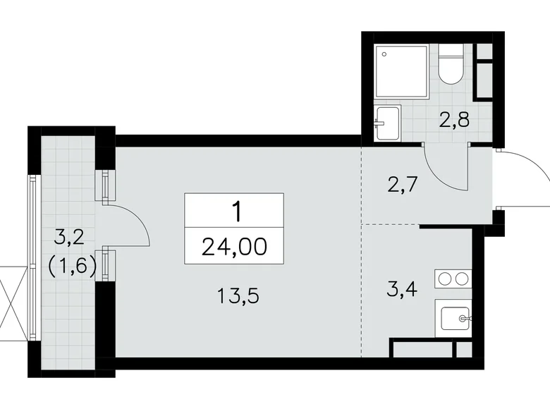 Wohnung 1 zimmer 24 m² poselenie Sosenskoe, Russland