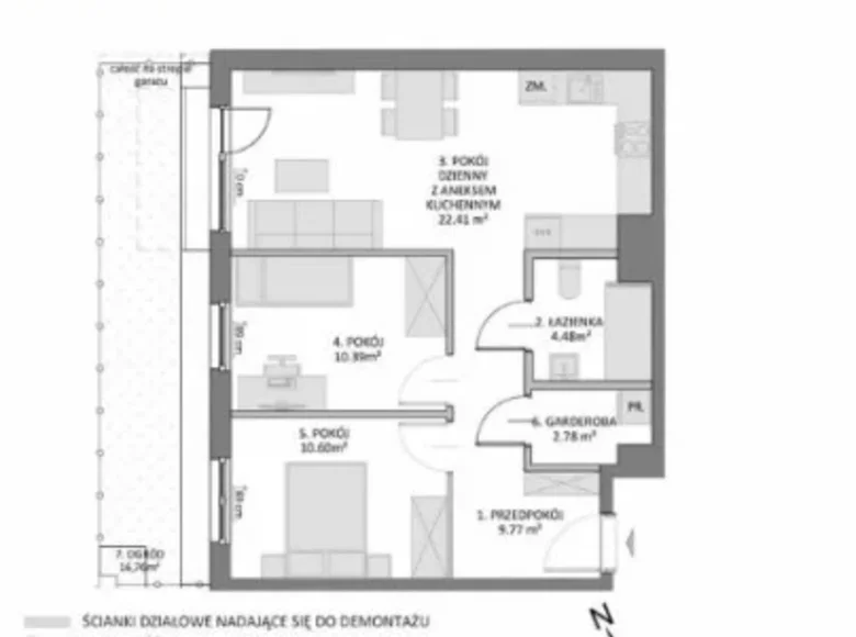 Квартира 3 комнаты 61 м² Гданьск, Польша