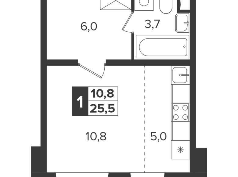 Estudio 1 habitación 25 m² Leninsky District, Rusia