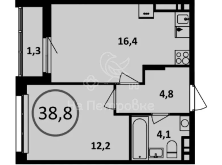 Apartamento 1 habitación 38 m² Sosenki, Rusia
