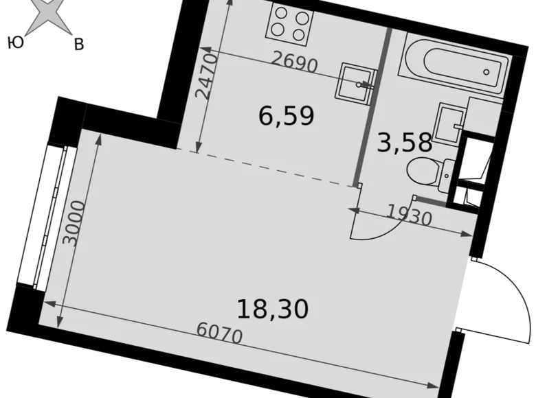 1 room studio apartment 28 m² Moscow, Russia