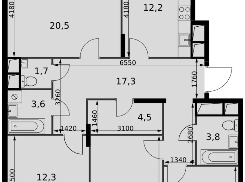 Квартира 4 комнаты 106 м² Развилка, Россия