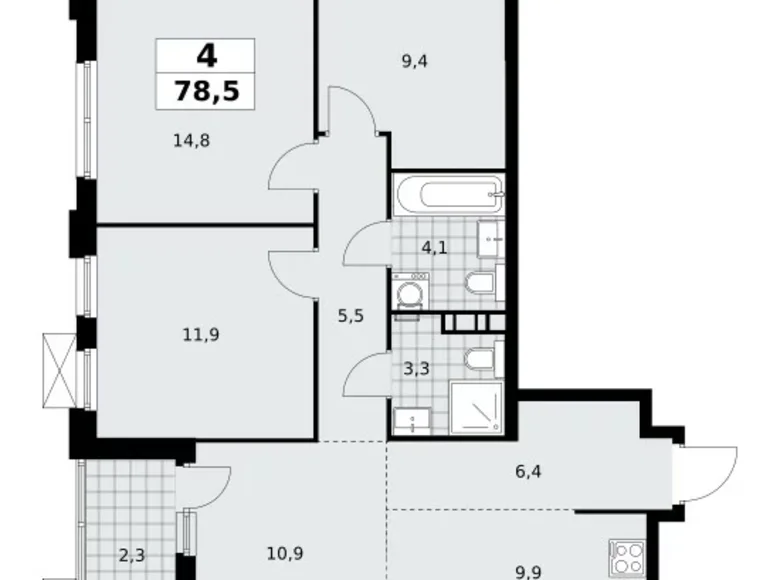 Appartement 4 chambres 79 m² Moscou, Fédération de Russie