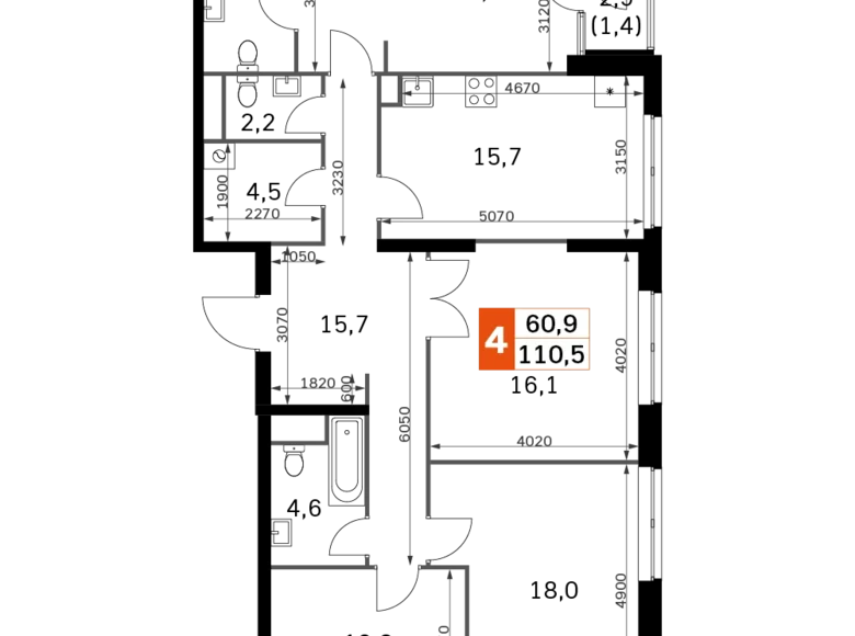 Appartement 4 chambres 111 m² Moscou, Fédération de Russie