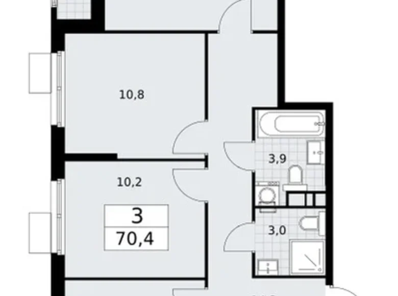 Квартира 3 комнаты 70 м² район Внуково, Россия