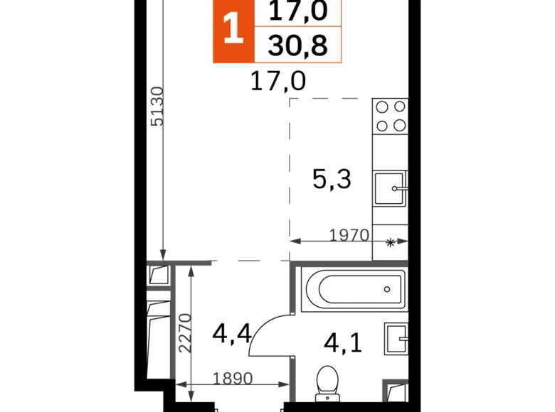 Kawalerka 1 pokój 31 m² North-Western Administrative Okrug, Rosja