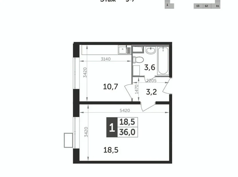 Apartamento 1 habitación 36 m² Leninsky District, Rusia