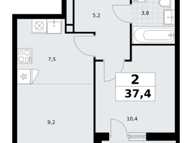 Квартира 2 комнаты 37 м² Postnikovo, Россия