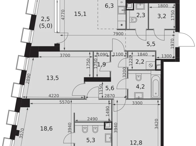 Mieszkanie 4 pokoi 99 m² Moskwa, Rosja