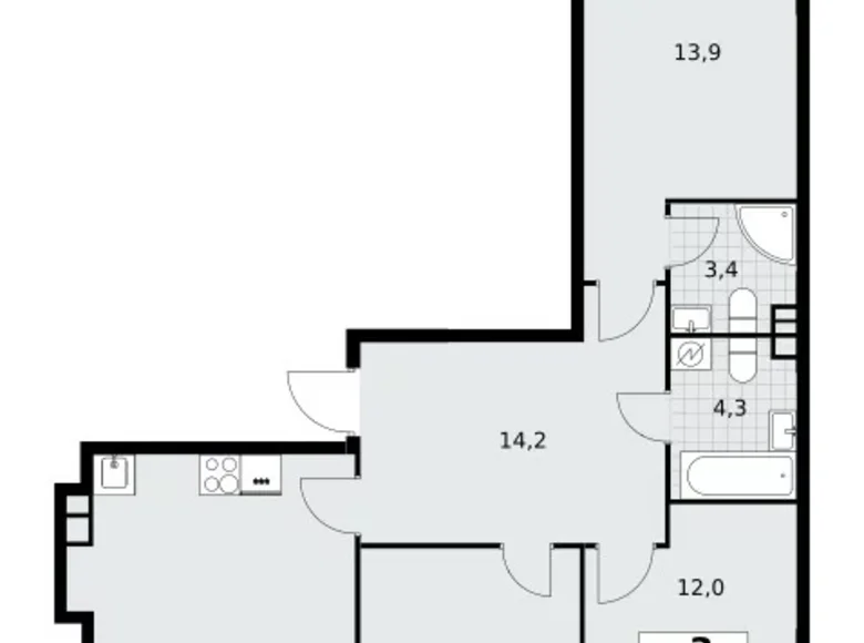 3 room apartment 79 m² Postnikovo, Russia