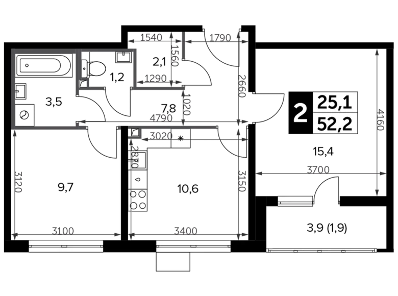Apartamento 2 habitaciones 53 m² Leninsky District, Rusia