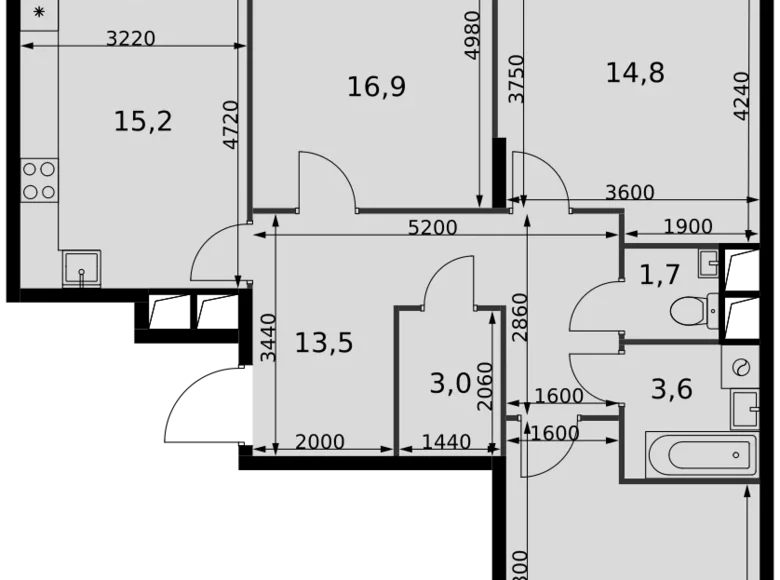 Mieszkanie 3 pokoi 84 m² Razvilka, Rosja