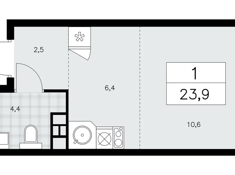 1 room apartment 24 m² Moscow, Russia