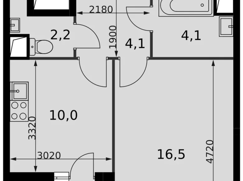 Wohnung 1 zimmer 38 m² Razvilka, Russland