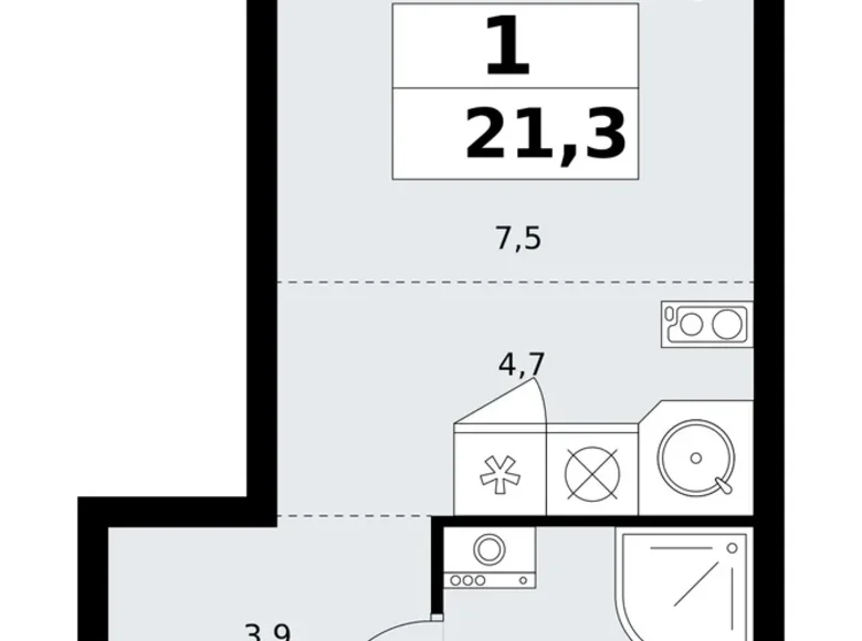 Appartement 1 chambre 21 m² poselenie Sosenskoe, Fédération de Russie