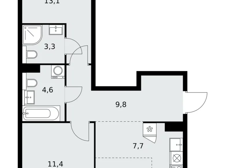 Appartement 3 chambres 61 m² poselenie Sosenskoe, Fédération de Russie