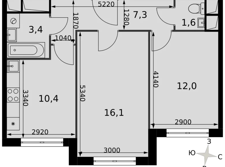 Квартира 2 комнаты 51 м² Развилка, Россия