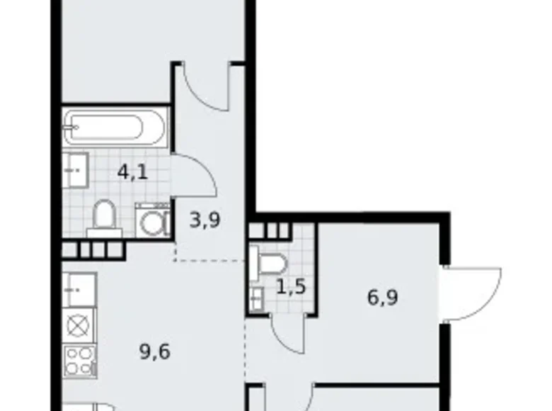 3 room apartment 60 m² Vnukovo, Russia