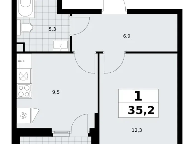 Wohnung 1 zimmer 35 m² Südwestlicher Verwaltungsbezirk, Russland