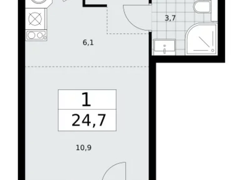 Apartamento 1 habitación 25 m² poselenie Sosenskoe, Rusia