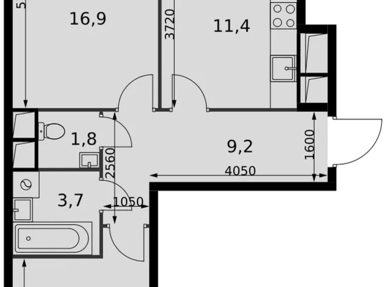 Квартира 2 комнаты 56 м² Развилка, Россия