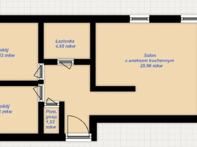 Mieszkanie 3 pokoi 62 m² Warszawa, Polska