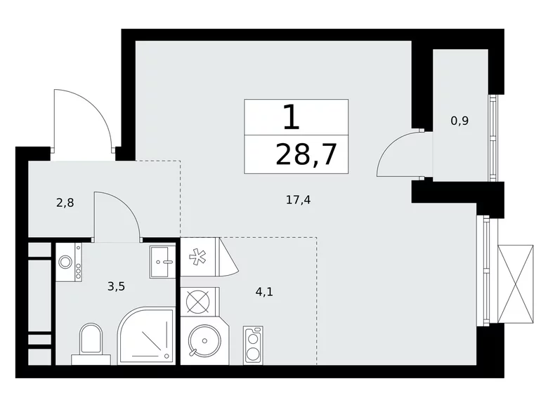 Appartement 1 chambre 29 m² poselenie Sosenskoe, Fédération de Russie