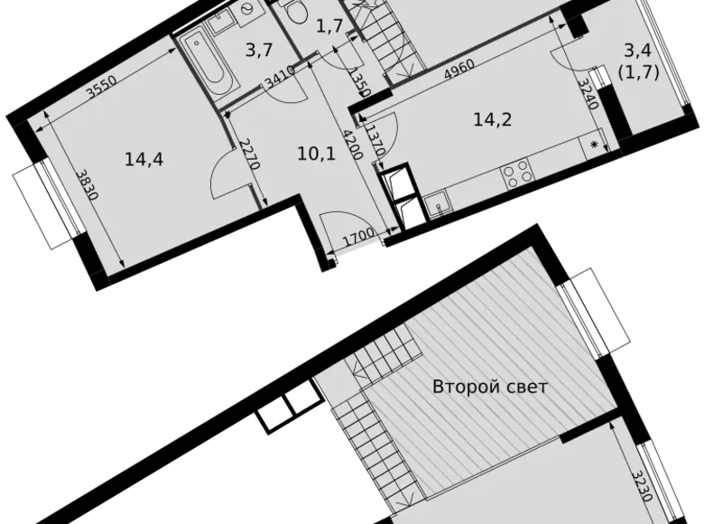 2 room apartment 85 m² Razvilka, Russia